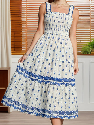 MQTIME  -  Women s Boho Floral Print Sleeveless Maxi Dress with Adjustable Spaghetti Straps for Summer Beach Vacation Style